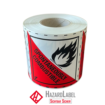 Hazard Label Class 4.2, 10x10 cm, PE-Folie, SPONTANEOUSLY COMBUSTIBLE